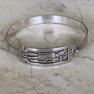 925 Sterling Silver Egyptian God Bangle Bracelet